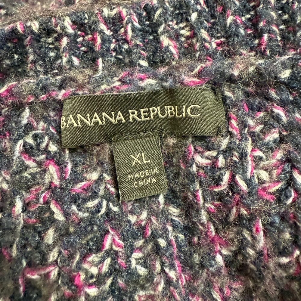 Banana Republic Chunky Knit Sweater Purple Multi | Size XL| Cozy Soft Pullover - Picture 3 of 5